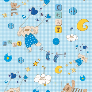 Contessa Σετ Σεντόνια Bebe BEAR SQUARE Blue 115*162