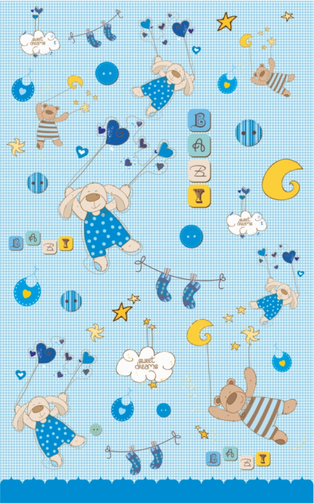 Contessa Σετ Σεντόνια Bebe BEAR SQUARE Blue 115*162