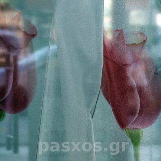 Κουρτίνα με ύφασμα Βουάλ (κουρτίνα σκίασης με πολύχρωμο σχέδιο, τουλίπα)