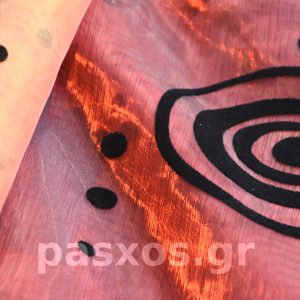 Οργάντζα με φλοκ(ύφασμα, οργαντίνα, με σχέδιο φλοκ, δείγμα ΠΑΣΧΟΣ)
