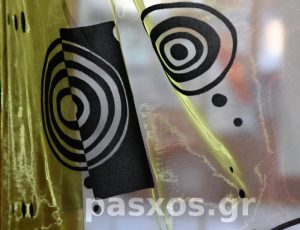 Οργάντζα με φλοκ (ύφασμα, οργαντίνα, με σχέδιο φλοκ, δείγμα κουρτίνας ΠΑΣΧΟΣ)