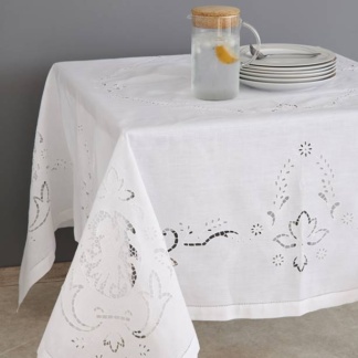 Κοφτό Άσπρο Τραπεζομάντηλο 140 x 180 - Angelo Palamaiki