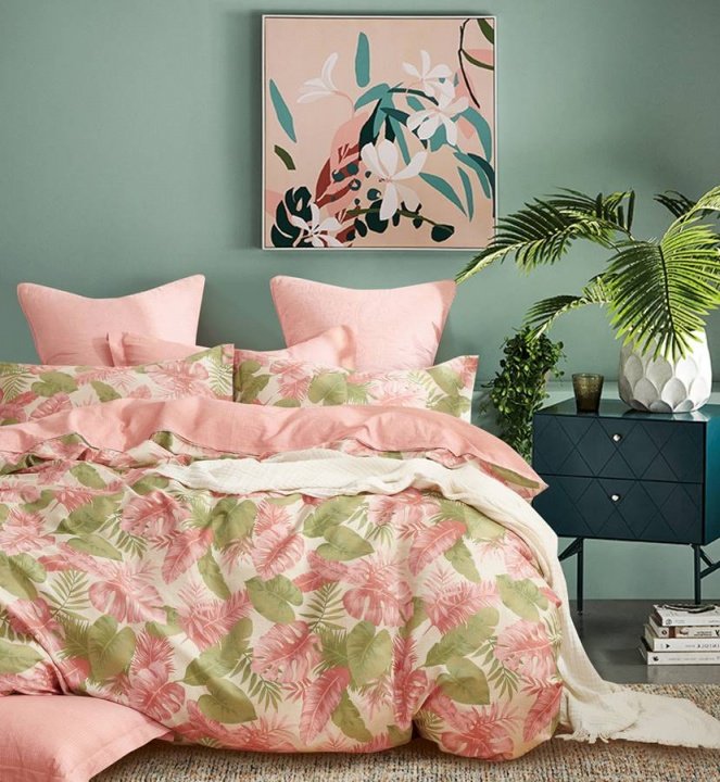 Ροζ Floral Παπλωματοθήκη, 100% Βαμβακοσατέν - Παλαμαϊκή Satin Days SD258