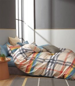 Βαμβακοσατέν Καρό Παπλωματοθήκη Γαλάζια - Palamaiki SD265