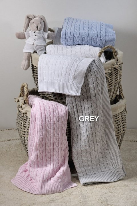 Βρεφική Κουβέρτα Κούνιας 100% Βαμβακερή, Πλεκτή Σε Απαλό Γκρι Χρώμα, 90 x 150 εκ. - Downtown Home Reve Grey