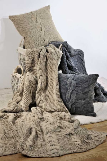 Ριχτάρι Πλεκτό Μπεζ 125 x 170, 100% Βαμβακερό Downtown Braid Beige