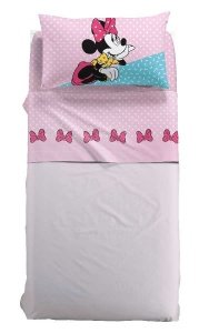 Παιδικά Σεντόνια Disney - Minnie Pink. Σετ Τριών Τεμαχίων, Με Λάστιχο Στο Κατωσέντονο, Ημίδιπλα 160 x 270 Εκατοστά. Ροζ, 100% Βαμβακερά, Palamaiki