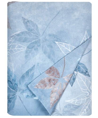 Τραπεζομάντηλο Leaf - Kentia. Floral, σε γαλάζιους χρωματισμούς, 100% βαμβακερό. Έξι ατόμων, 140 x 180 εκατοστά.