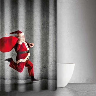 Χριστουγεννιάτικη Κουρτίνα Μπάνιου Γκρι - Κόκκινη, Υφασμάτινη Με Κρίκους. Καθαρίζεται Και Στεγνώνει Εύκολα, 180 x 200 Εκατοστά - Saint Clair Christmas Des 406