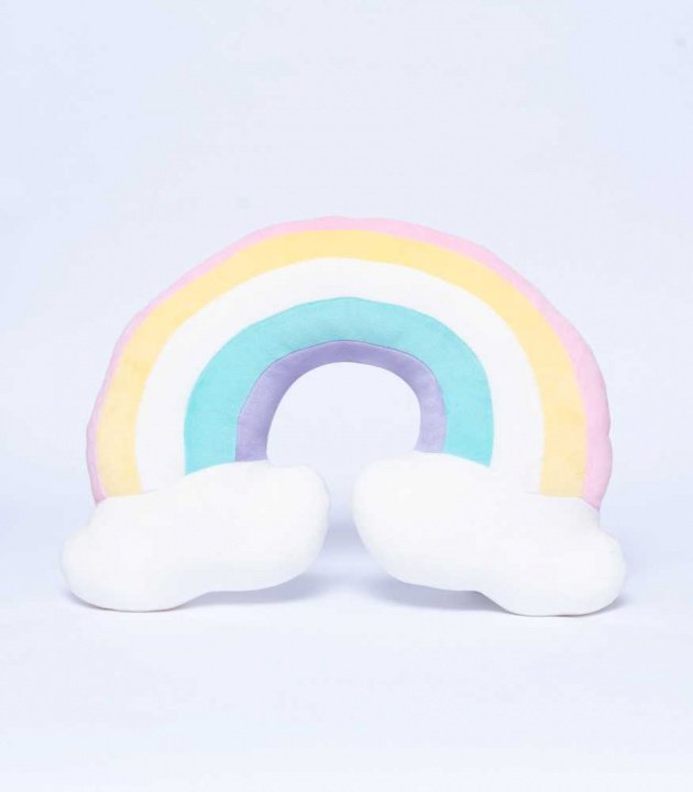 Βρεφικό παιχνίδι λούτρινο, ουράνιο τόξο, κατασκευασμένο από μικροϊνες με πολυεστερική γέμιση. Πράσινο, κίτρινο, ροζ και λευκό, 40 x 35 εκατοστά - Palamaiki NB0132