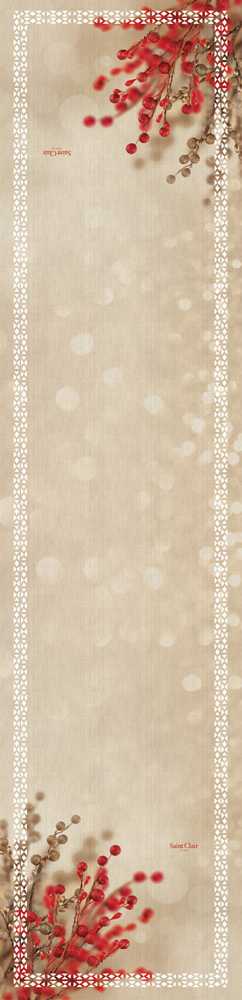 Saint Clair Paris - Runner 2012. Εορταστική τραβέρσα με Χριστουγεννιάτικο σχεδιασμό, σε κόκκινο - χρυσό χρωματισμό. Πολυεστερική, 40 x 160 εκατοστά.