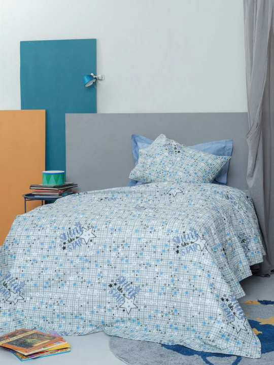 Παιδική Παπλωματοθήκη Ημίδιπλη Luminous Cluster Blue - Palamaiki. Σετ δύο τεμαχίων, κατασκευασμένο από 100% βαμβάκι. Σε σιέλ χρωματισμό, με σχέδια που φωσφορίζουν στο σκοτάδι, 170 x 250 εκατοστά.