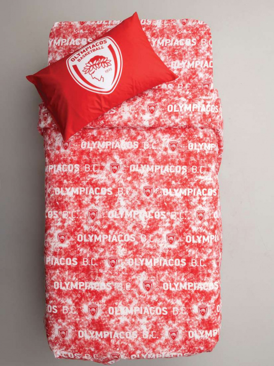 Σεντόνια OLYMPIACOS BC7-R Official Team Licensed. Σετ τεσσάρων τεμαχίων, από 100% βαμβάκι 144 κλωστών, μονό, με λάστιχο στο κατωσέντονο.