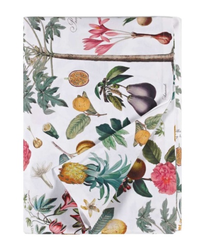 KENTIA Τραπεζομάντηλο Floral, Εκρού, Πράσινο Και Ροζ, 100% Βαμβακερό, 140 x 180 - Frutta