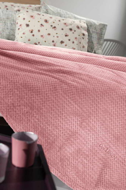 Ανοιξιάτικη Κουβέρτα Ροζ Μονόχρωμη, 100% Microfiber - Guy laroche Rumbus Coral