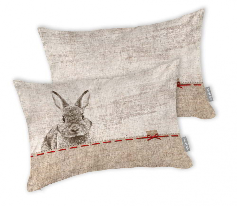 Πασχαλινό Διακοσμητικό Μαξιλάρι Saint Clair Easter Cushion 10. Με εορταστική παράσταση σε μπεζ χρωματισμούς, 30 x 45 εκατοστά, 100% πολυεστερικό. .