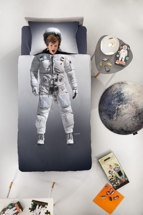 Παιδικά Σεντόνια Με Θέμα Το Διάστημα. Σετ Τριών Τεμαχίων, Σε Γκρι Χρωματισμούς, Από 100% Βαμβάκι - Saint Clair Space