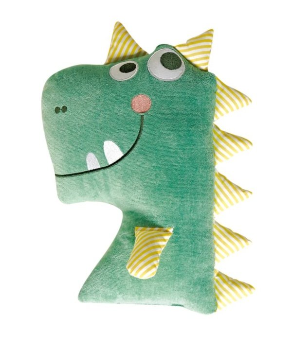 Βρεφικό Διακοσμητικό Μαξιλάρι Δεινόσαυρος Alan - Kentia. Κατασκευασμένο από 50% βαμβάκι και 50% polyester, σε πράσινο χρωματισμό, 30 x 40 εκατοστά.