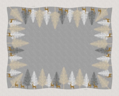 Τραπεζομάντηλο Saint Clair Christmas 2043 Natural. Γκρι και μπεζ, με εορταστικό print. Έξι ατόμων, με διαστάσεις 145 x 220 εκατοστά.