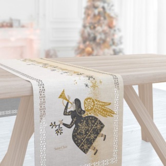 Saint Clair Paris - Runner 2036 Christmas. Εορταστική τραβέρσα με εντυπωσιακό, Χριστουγεννιάτικο laser cut print. Είναι κατασκευασμένη από 100% polyester, σε διαστάσεις 40 x 160 εκατοστά και σχεδιασμένη για να ομορφύνει την τραπεζαρία ή το σαλόνι τις γιορτινές ημέρες.