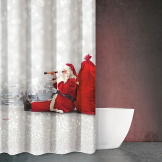 Θεματική κουρτίνα μπάνιου Christmas Des 412 - Saint Clair Υφασμάτινη, με κρίκους, 100% πολυεστερική, αδιάβροχη, εύκολη στον καθαρισμό και το στέγνωμα. Με όμορφο Χριστουγεννιάτικο print. Διαστάσεις: 180 x 200 εκατοστά. Περιλαμβάνει τους κρίκους.