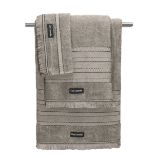 Πετσέτες Μπάνιου Καφέ, Σετ Τριών Τεμαχίων Από 100% Βαμβάκι Με Λεπτές Ρίγες Και Μικρά Κρόσια - Sarlin Wenge