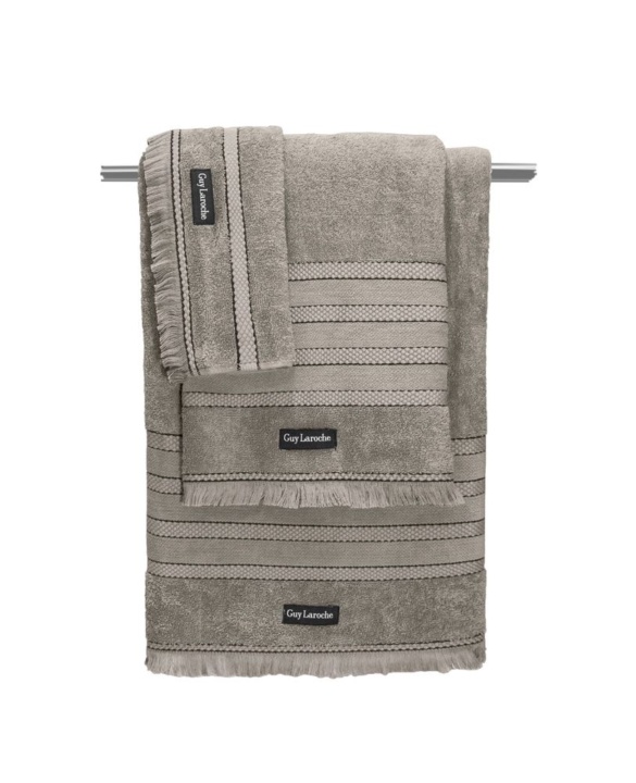 Πετσέτες Μπάνιου Καφέ, Σετ Τριών Τεμαχίων Από 100% Βαμβάκι Με Λεπτές Ρίγες Και Μικρά Κρόσια - Sarlin Wenge