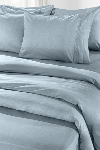 Σεντόνι King Size Μονόχρωμο, Μπλε Ραφ, Από 100% Βαμβακερό Περκάλι, Easy Iron - Guy Laroche Color Plus Raf