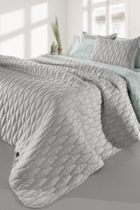 Guy Laroche Κουβερλί Υπέρδιπλο Γκρι, Με Μοντέρνα Καπιτονέ Ραφή, Fine Microfiber - Diamante Silver