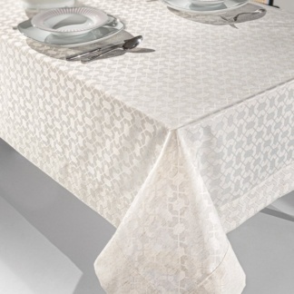 Τραπεζομάντηλο εκρού, ανθεκτικό στο χρόνο και τη χρήση, από polyester jacquard - Guy Laroche Chic Linen