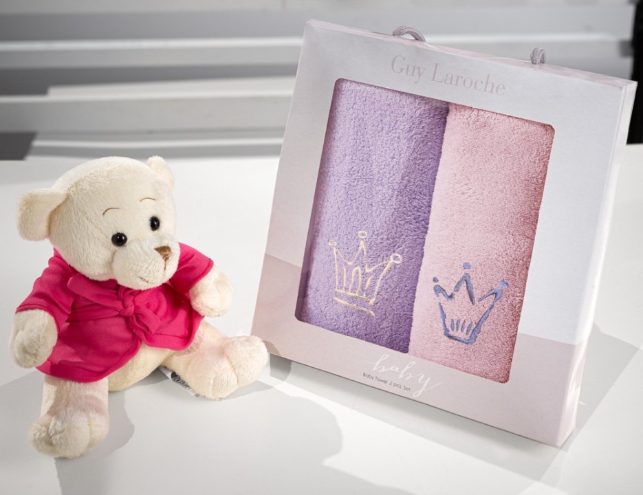 Βρεφικές Πετσέτες Baby Towels Girl Set 1 – Guy Laroche. Σετ δυο τεμαχίων, εξαιρετικά απαλό, κατασκευασμένο από 100% fine microfiber. Σε ροζ και λιλά χρωματισμό, με παιδικό σχέδιο, 35 x 50 εκατοστά.