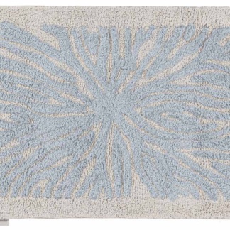 Πατάκι Μπάνιου Guy Laroche Opus Perla. Κατασκευασμένο από 100% βαμβάκι. Με μοντέρνο σχεδιασμό, σε γκρι και σιέλ διχρωμία, 55 x 85 εκατοστά.