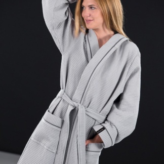 Μπουρνούζι Basic Grey Πικέ M