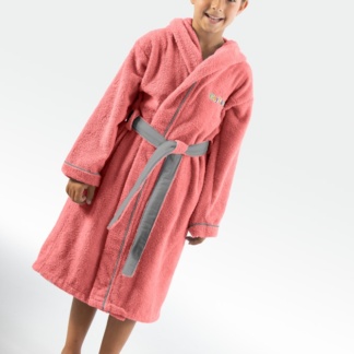 Παιδικό Μπουρνούζι Κοραλλί, 100% Βαμβακερό, Με Κουκούλα Και Τσέπη - Guy Laroche Kiddies Mellon