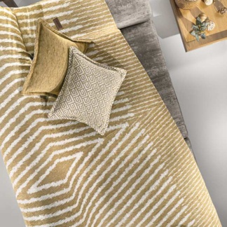 Καλοκαιρινό Ριχτάρι Τριθέσιου Καναπέ, Μπεζ Ριγέ, Από Βαμβακερό Σενίλ - Guy Laroche Norton Golden