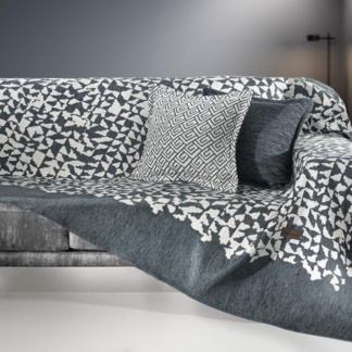 Guy Laroche Ριχτάρι Διθέσιου Καναπέ Εμπριμέ, Σε Ανθρακί Και Εκρού Διχρωμία - Duomo Anthracite