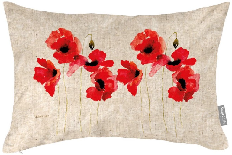 Πασχαλινό Διακοσμητικό Μαξιλάρι Saint Clair Easter Cushion 11 Red. Μπεζ με floral σχεδιασμό σε κόκκινο χρωματισμό, 30 x 45 εκατοστά, 100% πολυεστερικό.