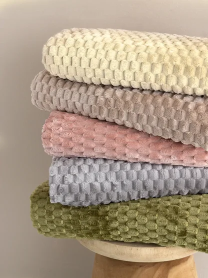 Κουβέρτα ημίδιπλη γκρι, Waffle από jacquard fleece - Palamaiki Aster Grey