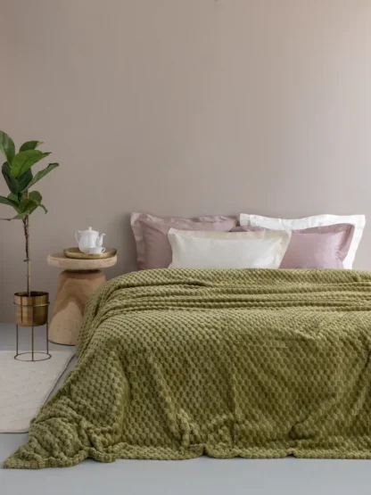 Κουβέρτα Ημίδιπλη Πράσινη, Fleece Μονόχρωμη - Palamaiki Aster Green