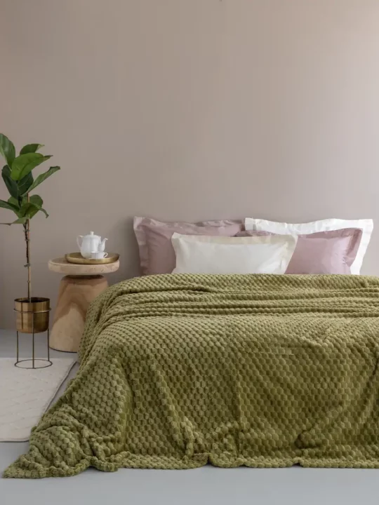 Κουβέρτα Ημίδιπλη Πράσινη, Fleece Μονόχρωμη - Palamaiki Aster Green