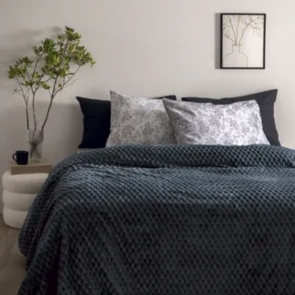 Κουβέρτα φλις, ανθρακί, μονόχρωμη Palamaiki Aster Coal