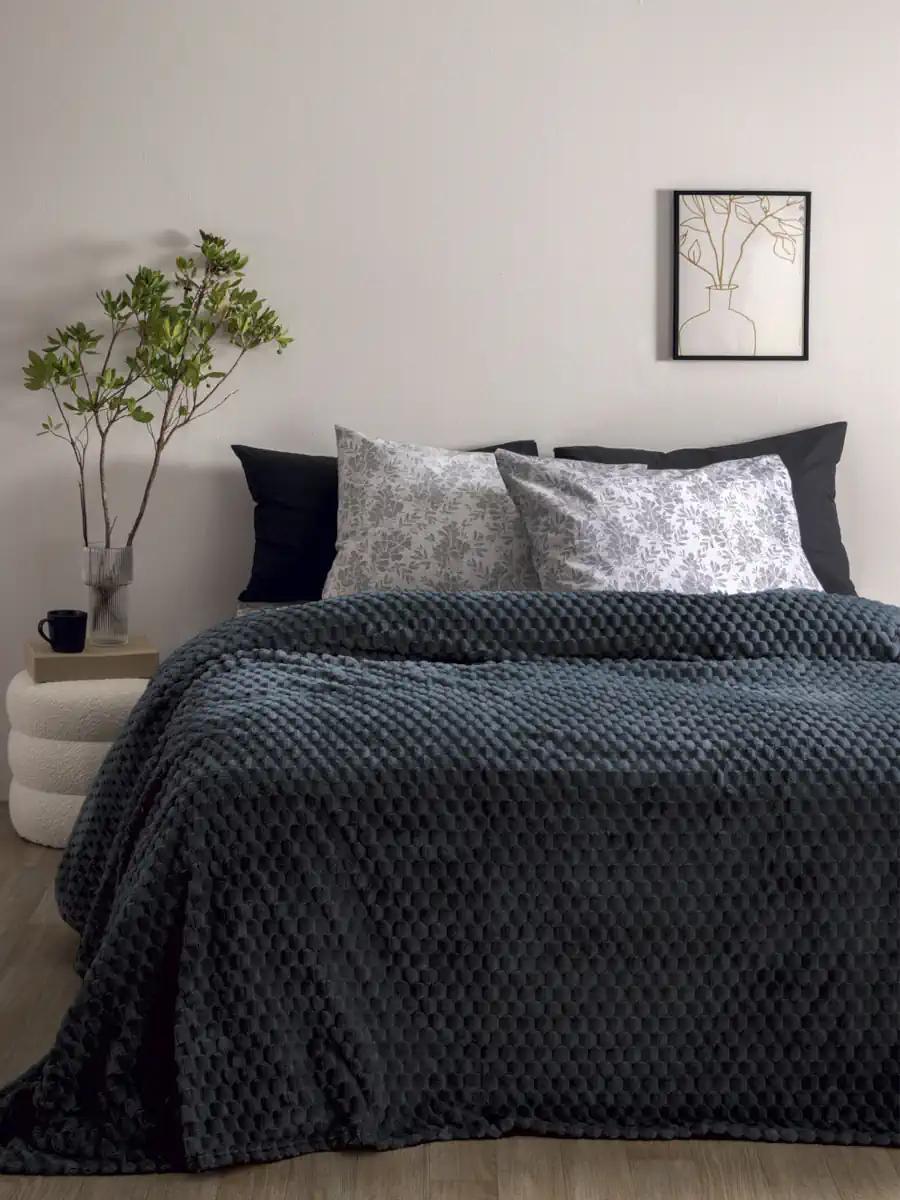 Κουβέρτα φλις, ανθρακί, μονόχρωμη Palamaiki Aster Coal