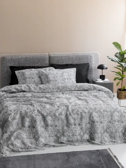 Σεντόνια king size, βαμβακοσατέν 200 κλωστών, Γκρι, Σετ 4 Τμχ - Palamaiki Ivy Is803