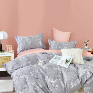 Σετ Παπλωματοθήκη Γκρι Floral, Βαμβακοσατέν 200 Κλωστές - Palamaiki SD329