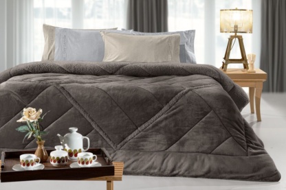 Κουβερτοπάπλωμα King Size Ultrasoft, Δυο Όψεων, Καφέ - Guy Laroche Paloma Cocoa