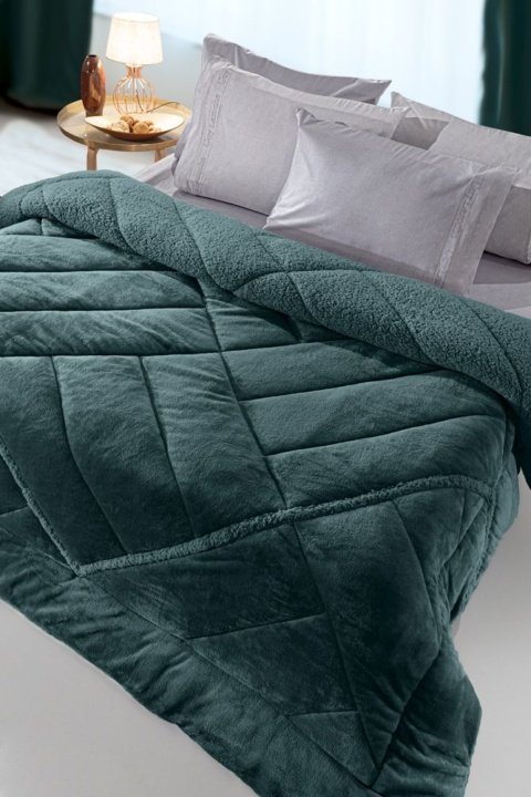 Κουβερτοπάπλωμα Guy Laroche Σμαραγδί, Δύο Όψεων, Με Γούνα Σέρπα - Paloma Emerald