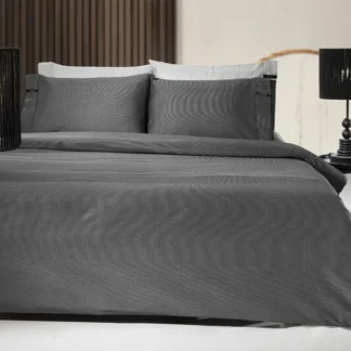 Σεντόνι King Size, Μονόχρωμο Ανθρακί, Από 100% Βαμβάκι σατέν - Guy Laroche Minimal Black & White