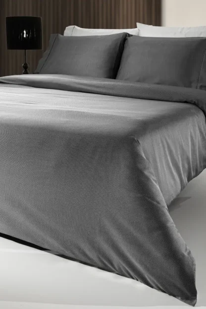 Σεντόνι King Size, Μονόχρωμο Ανθρακί, Βαμβακοσατέν Με Απαλή Υφή - Guy Laroche Minimal Black & White