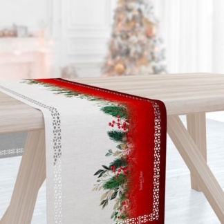 Saint Clair Paris - Runner 2034. Εορταστική τραβέρσα με Χριστουγεννιάτικο print, 100% πολυεστερική, 40 x 160 εκατοστά.