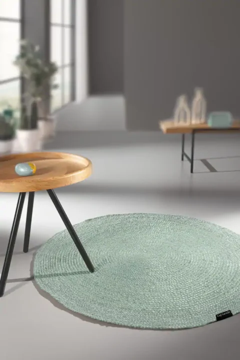 Καλοκαιρινό Χαλί Από Γιούτα, Στρογγυλό, Μονόχρωμο - Guy Laroche Native Aqua